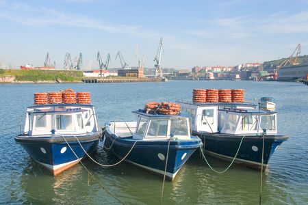 Ferryboats in the ria of Bilbaoの写真素材