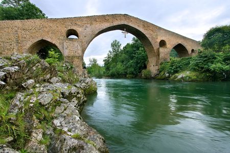 Roman bridge of Cangas de Onis, Asturias (Spain)の写真素材