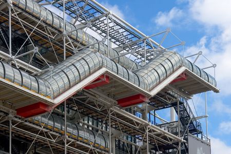 Stairs in the facade of centre Pompidou, Paris (France)の写真素材