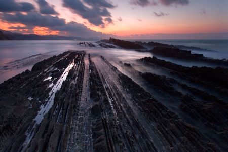 Flysch in the beach of Zumaia Gipuzkoa (Spain)の写真素材