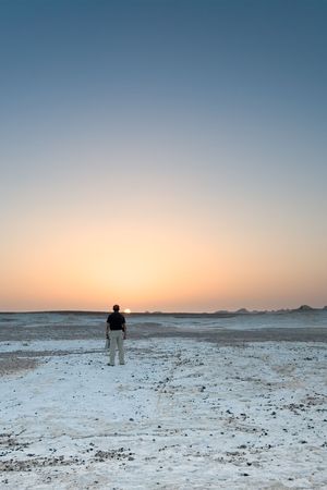 To get dark in the white desert (Egypt)の写真素材