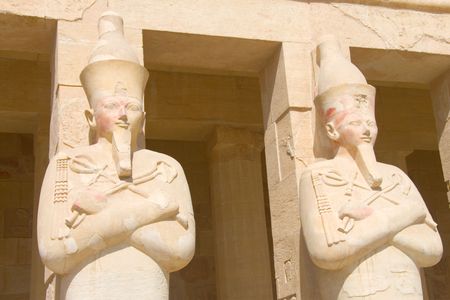 Statues of stone in Hatsetshup's temple, Luxor (Egypt)の写真素材
