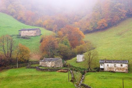Hamlets in Vega of the Pas, Cantabria (Spain)の写真素材