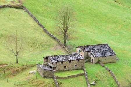 Houses of the valley of the Pas, Cantabria (Spain)の写真素材