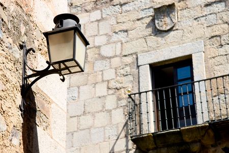 Streetlamp in the old quarter of Caceres, Extremadura (Spain)の写真素材