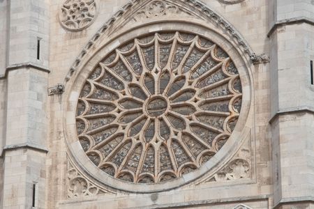 Rose window in the cathedral of Leon, Castilla y Leon (Spain)の写真素材
