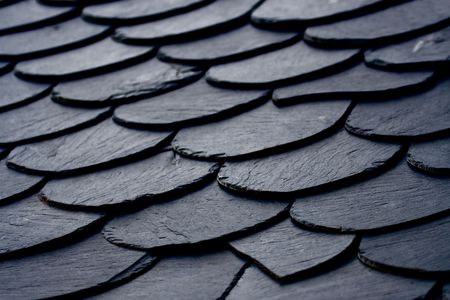 Black roof, Las Omañas, Leon, Spainの写真素材