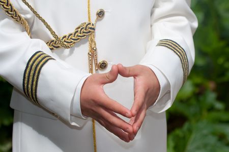 Child praying in our first communiónの写真素材