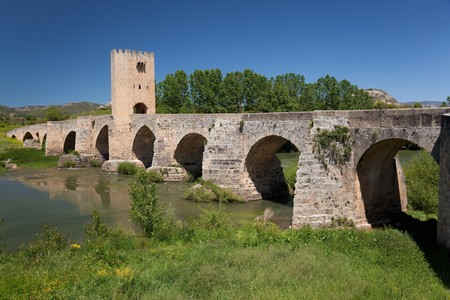 Bridge of Frias, Burgos, Castilla y Leon, Spainの写真素材