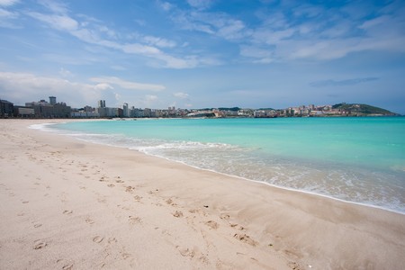 Beach of Riazor, La Coruña, Galicia, Spainの写真素材
