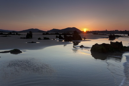 Beach of Helgueras, Noja, Cantabria, Spainの写真素材