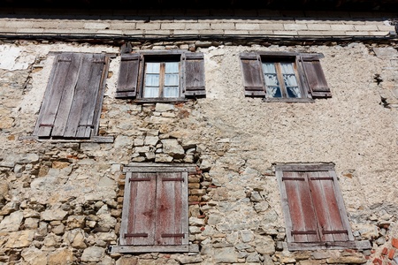 Facade in Orbaitzeta, Selva de Irati, Navarra, Spain