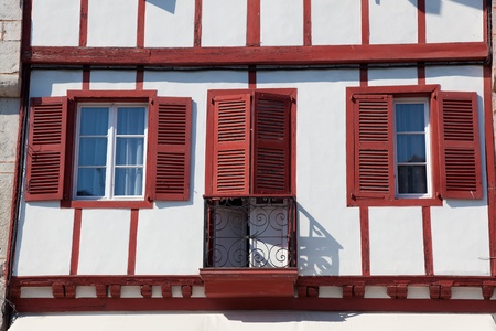 Houses of Ainhoa, Pirenees atlantiques, Aquitaine, Franceの写真素材