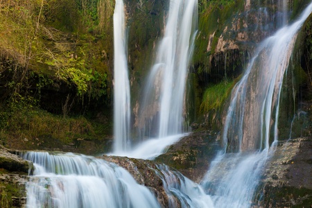 Waterfall of Penaladros, Cozuela, Burgos, Castilla y Leon, Spainの写真素材