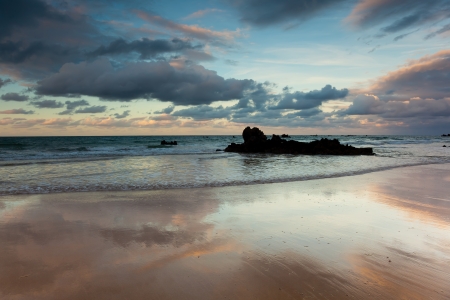 Beach of Helgueras, Noja, Cantabria, Spainの写真素材