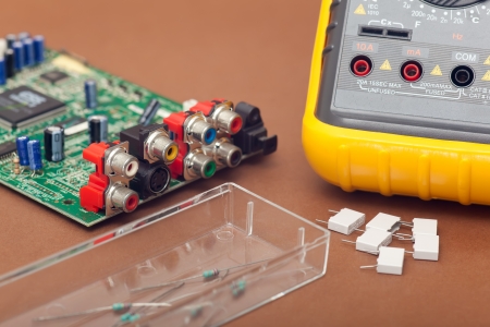 Electronic repair in brown background