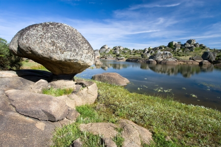 Lake of Los Barruecos, Malpartida de Caceres, Caceres, Extremadura, Spainの写真素材