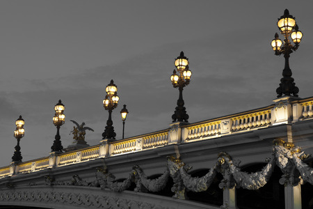 Alexander III bridge, Paris, Franceの写真素材