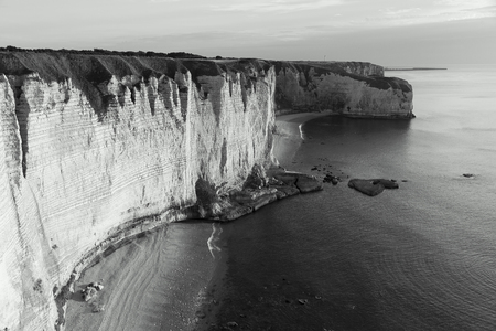 Cliffs in Etretat, Cote d'Albatre, Pays de Caux, Seine-Maritime department, Upper Normandy region, Franceの写真素材