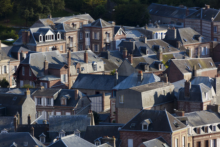 View of Etretat, Cote d'Albatre, Pays de Caux, Seine-Maritime department, Upper Normandy region, Franceの写真素材