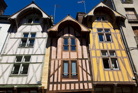 Timber-Framed Houses, Troyes, Aube Department, Alsace Champagne-Ardenne Lorraine region, Franceのeditorial素材