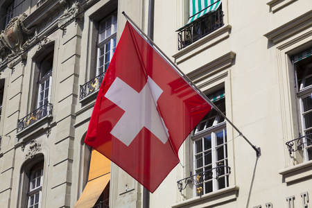 Flag of switzerland, Bern, Switzerlandのeditorial素材