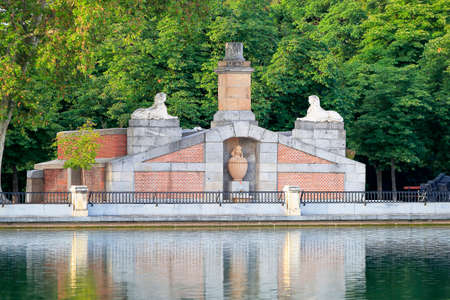 Madrid, Spain - June 5, 2020:  Egyptian source of the god Canopus in El Retiro Park in Madrid, Spain.のeditorial素材