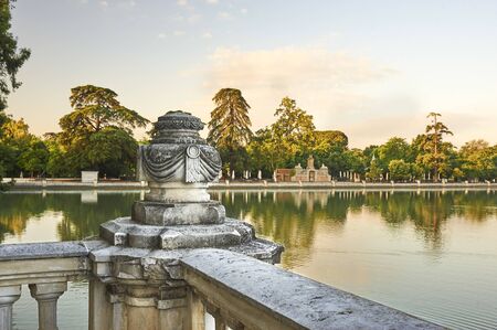 El Retiro Park Pond in Madrid, Spain. 