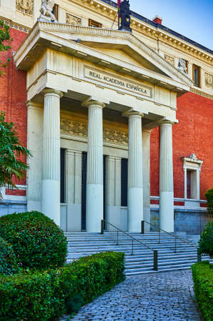 Madrid, Spain - June 9, 2020: Royal Academy of the Spanish language in Madrid during the Covid-19のeditorial素材
