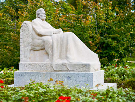 Madrid, Spain - June 16, 2020: Statue of the writer Benito Perez Galdos in the Retiro park in Madrid, Spain.のeditorial素材