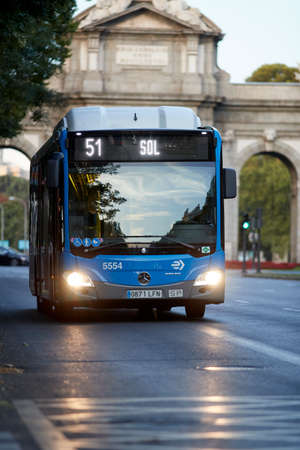 Madrid, Spain - August 8, 2020: Traffic in the city at sunset on a summer afternoonのeditorial素材