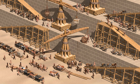 3d illustration construction pyramids according to Herodotusの写真素材