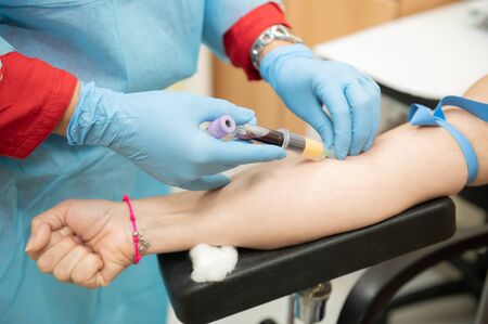 Blood tests on a patient in a hospital. Concept of health and medicineの写真素材