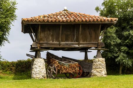 An horreo, a typical construction in the north of Spainの写真素材