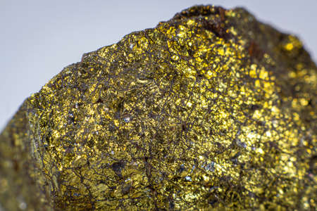 Close up on a Chalcopyrite mineral stoneの写真素材