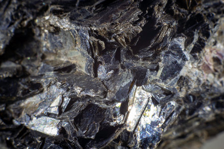 Close up on a black biotite mineral.の写真素材