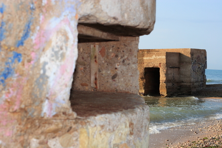 Bunker in the houses of reaching with those who defended the coasts during the Spanish Civil Warの写真素材