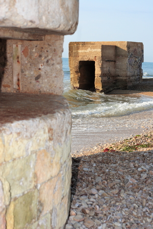 Bunker in the houses of reaching with those who defended the coasts during the Spanish Civil Warの写真素材