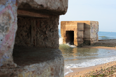 Bunker in the houses of reaching with those who defended the coasts during the Spanish Civil Warの写真素材
