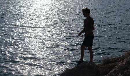 fishing rod in a lake
