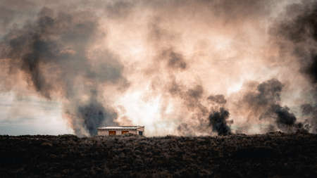 Forest fire close to town