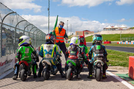CAMPILLOS, MÃLAGA, SPAIN; 03 20 2021: First race for the POLINI mini-bike championshipのeditorial素材