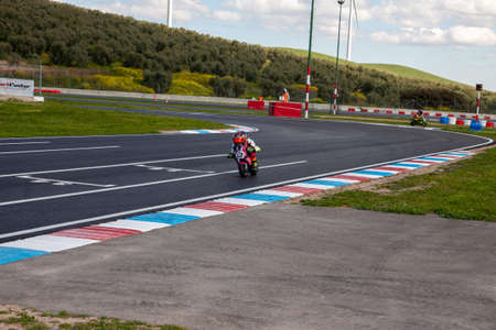 CAMPILLOS, MÃLAGA, SPAIN; 03 20 2021: First race for the POLINI mini-bike championshipのeditorial素材