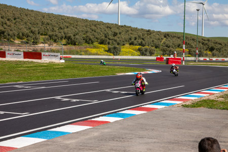 CAMPILLOS, MÃLAGA, SPAIN; 03 20 2021: First race for the POLINI mini-bike championshipのeditorial素材