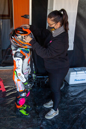 CAMPILLOS, MÃLAGA, SPAIN; 03 20 2021: First race for the POLINI mini-bike championshipのeditorial素材