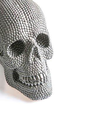 Black skull on white backgroundの写真素材