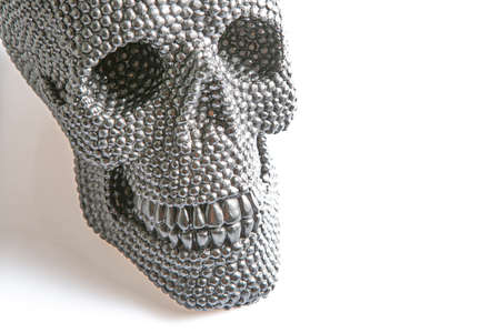 Black skull on white backgroundの写真素材