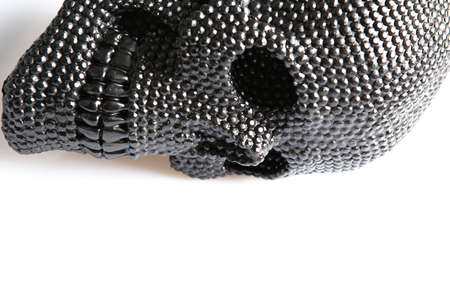 Black skull on white backgroundの写真素材