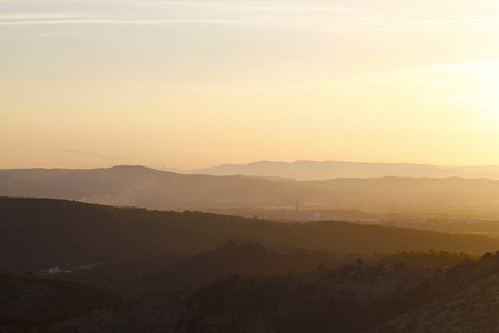 sunset on the mountains landscapeの写真素材