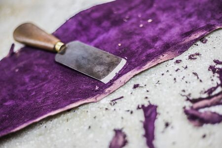 Old Rustic Bookbinder ancient toolsの写真素材